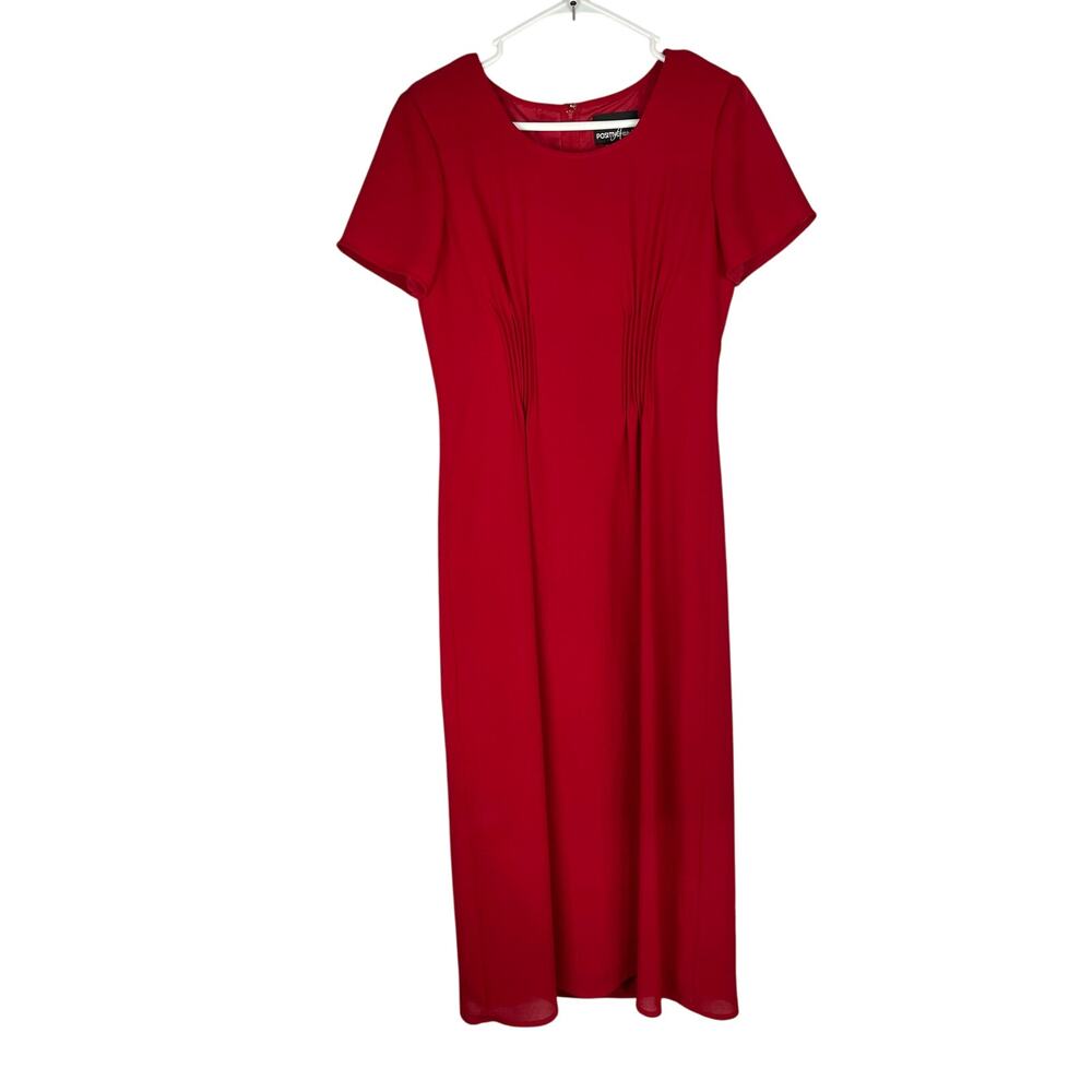 Vintage Positive Attitude Red Midi Dress 6 Petite Prom Formal Pinup Retro VTG